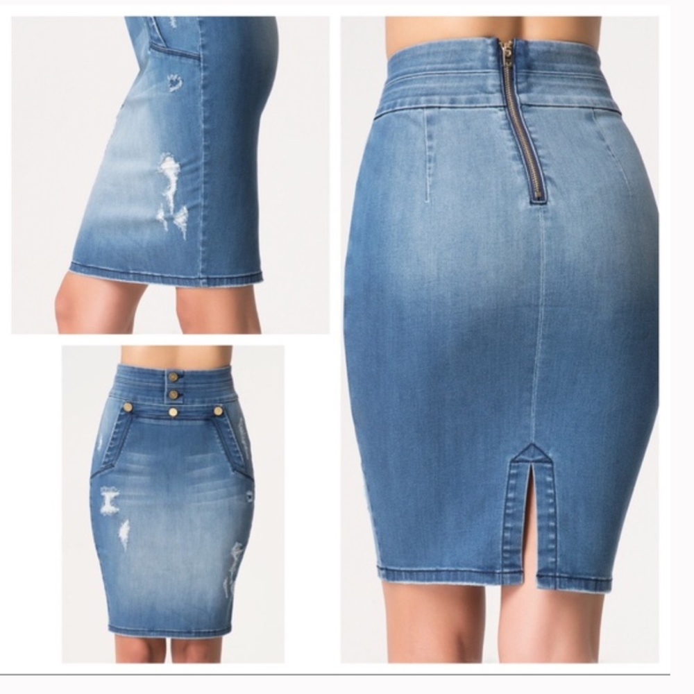 NWT! Bebe High Waisted Bodycon Denim Pencil Skirt